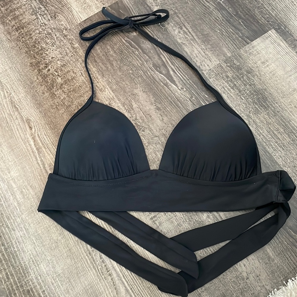 Aerie black triangle tie bikini top
